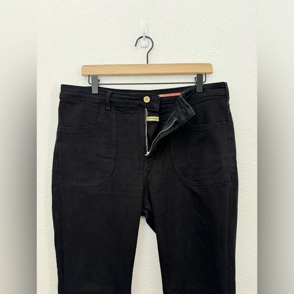 PILCRO Anthropologie The Icon Low Rise Flare Jeans in Black Wash Size 32 - Picture 6 of 13